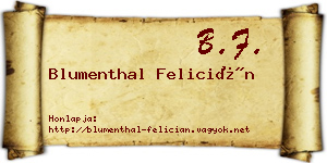 Blumenthal Felicián névjegykártya